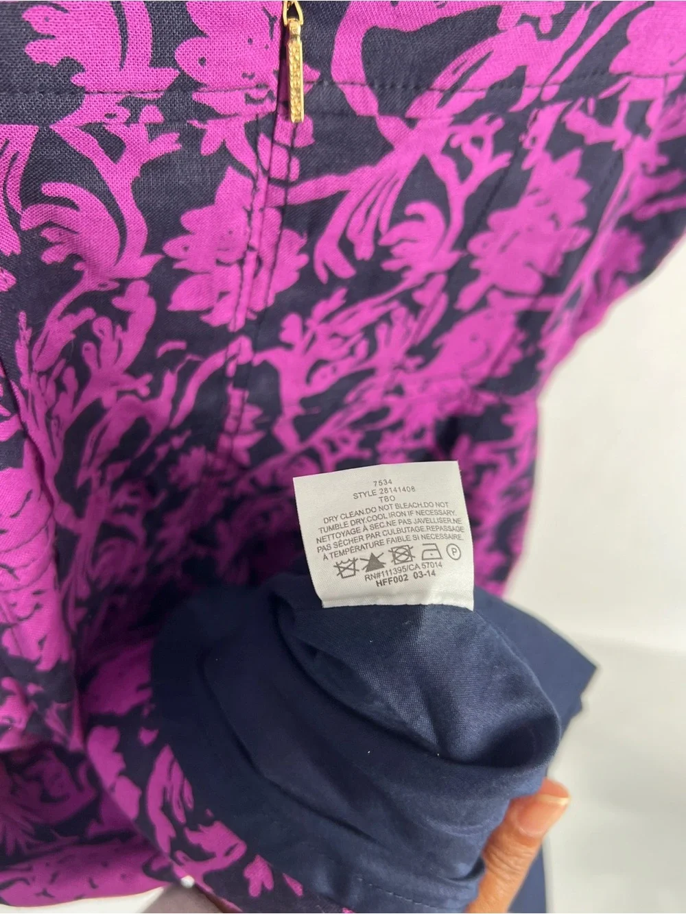 Tory Burch Jodie Floral Linen Cotton Fit & Flare Dress Purple Navy Size 6